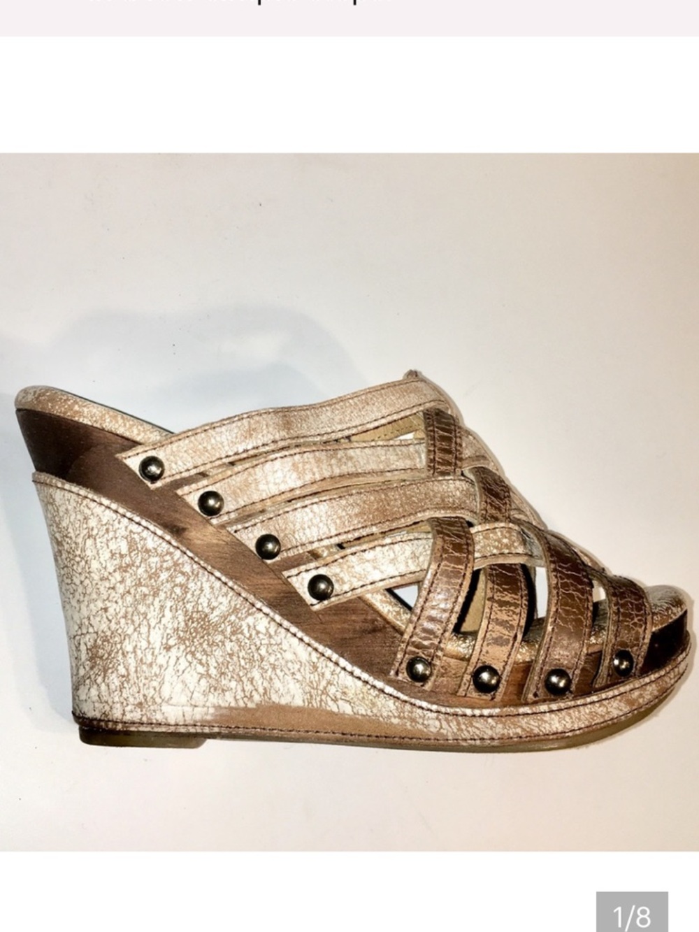 Women's Metallic Gold Wedge Sandals - Strappy Slip-On